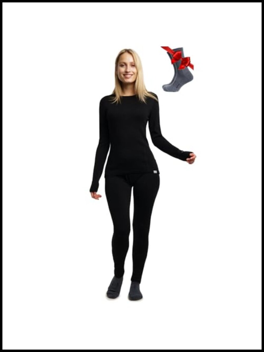 Merino Wool Base Layer Set Women Thermal Top Bottom Midweight